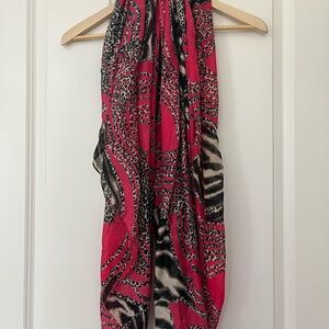 Pink and Black Animal Print Scarf